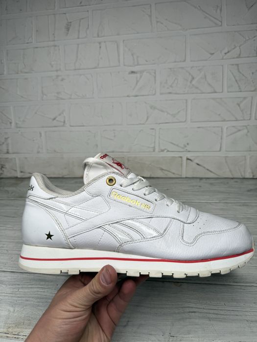Мужские кроссовки reebok white red leather classic