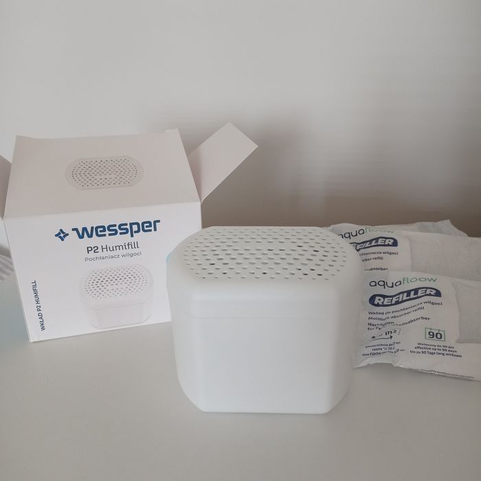 Nowy pochłaniacz wilgoci Wessper. Osuszacz powietrza + 4 wkłady