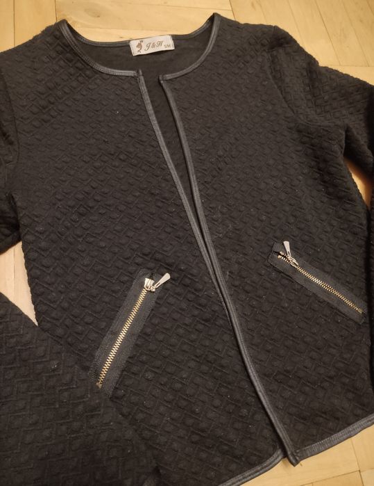 Czarny żakiet marynarka narzutka we wzory