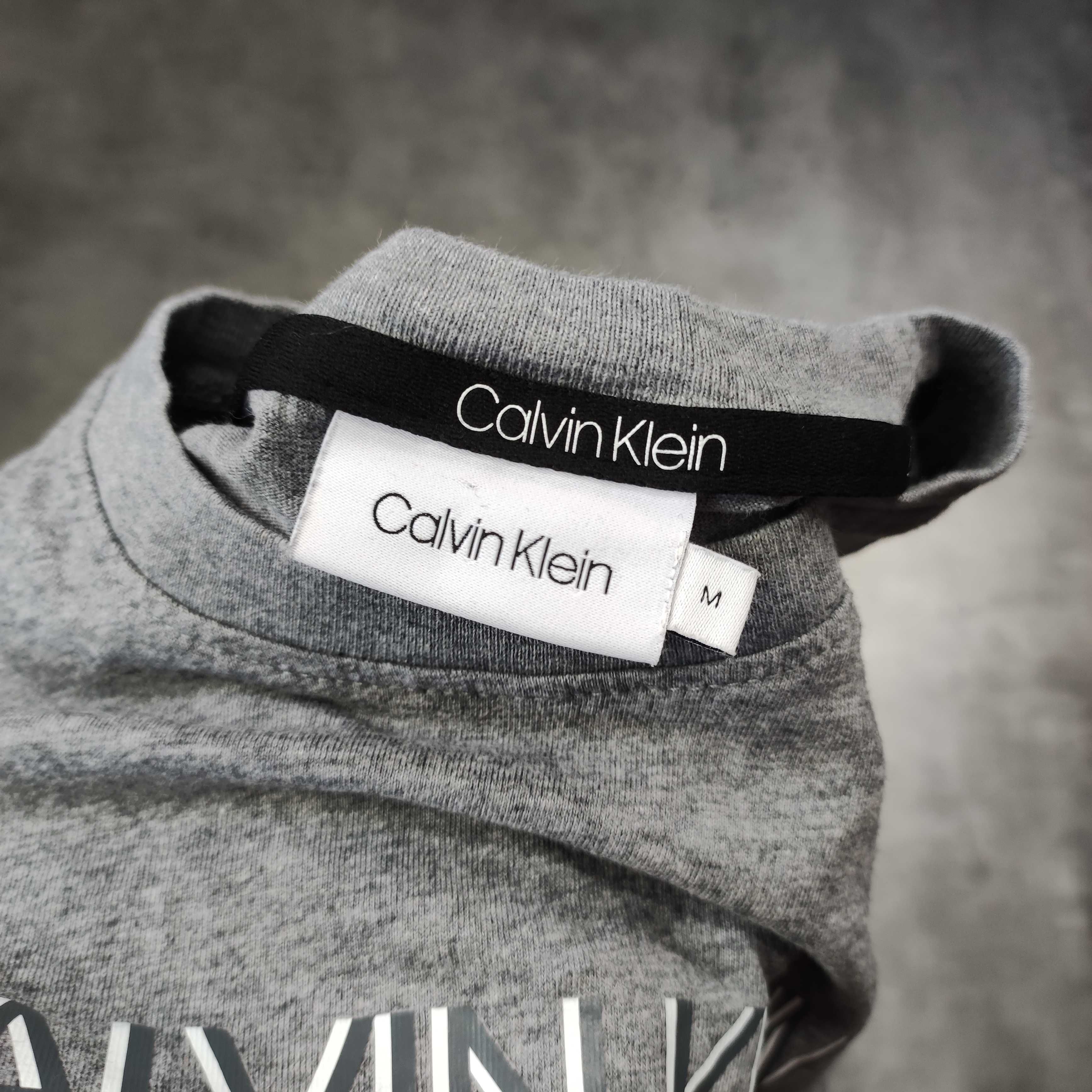 DAMSKA Koszulka Klasyczna Szara Bawełna Letnia Calvin Klein Duże Logo