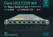 Сервер Cisco UCS C220 M5 4LFF / 2x Xeon Gold 6146 / 64GB / MRAID12G