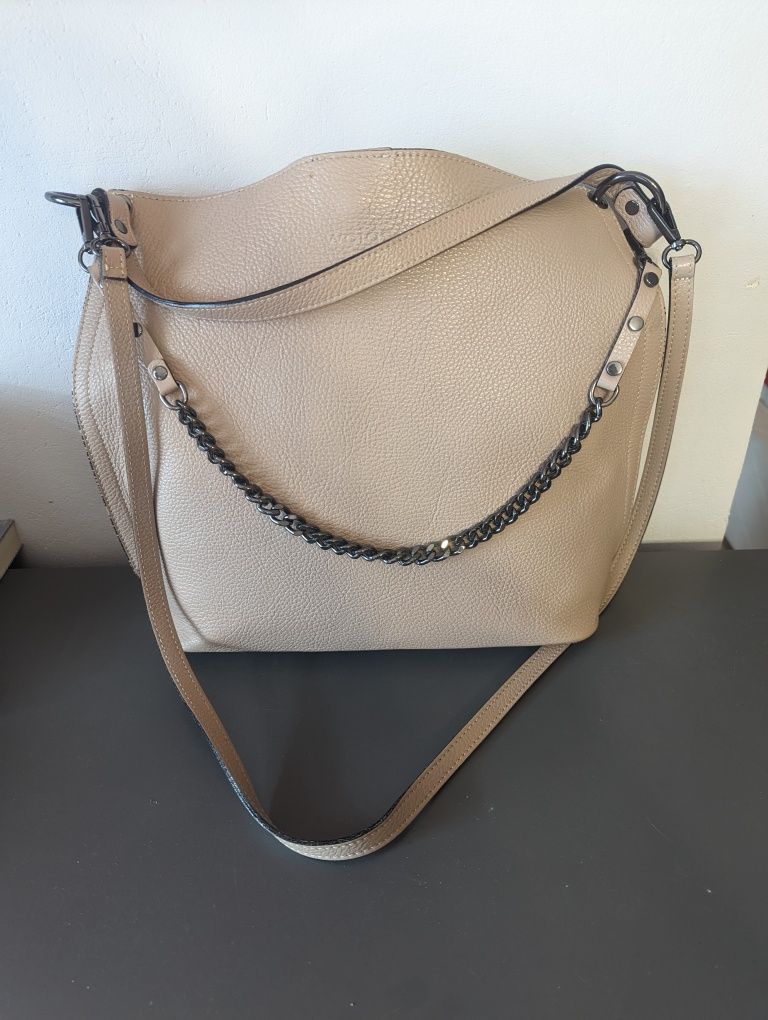 Torebka ze skóry licowej Wojas shopper bag nowa