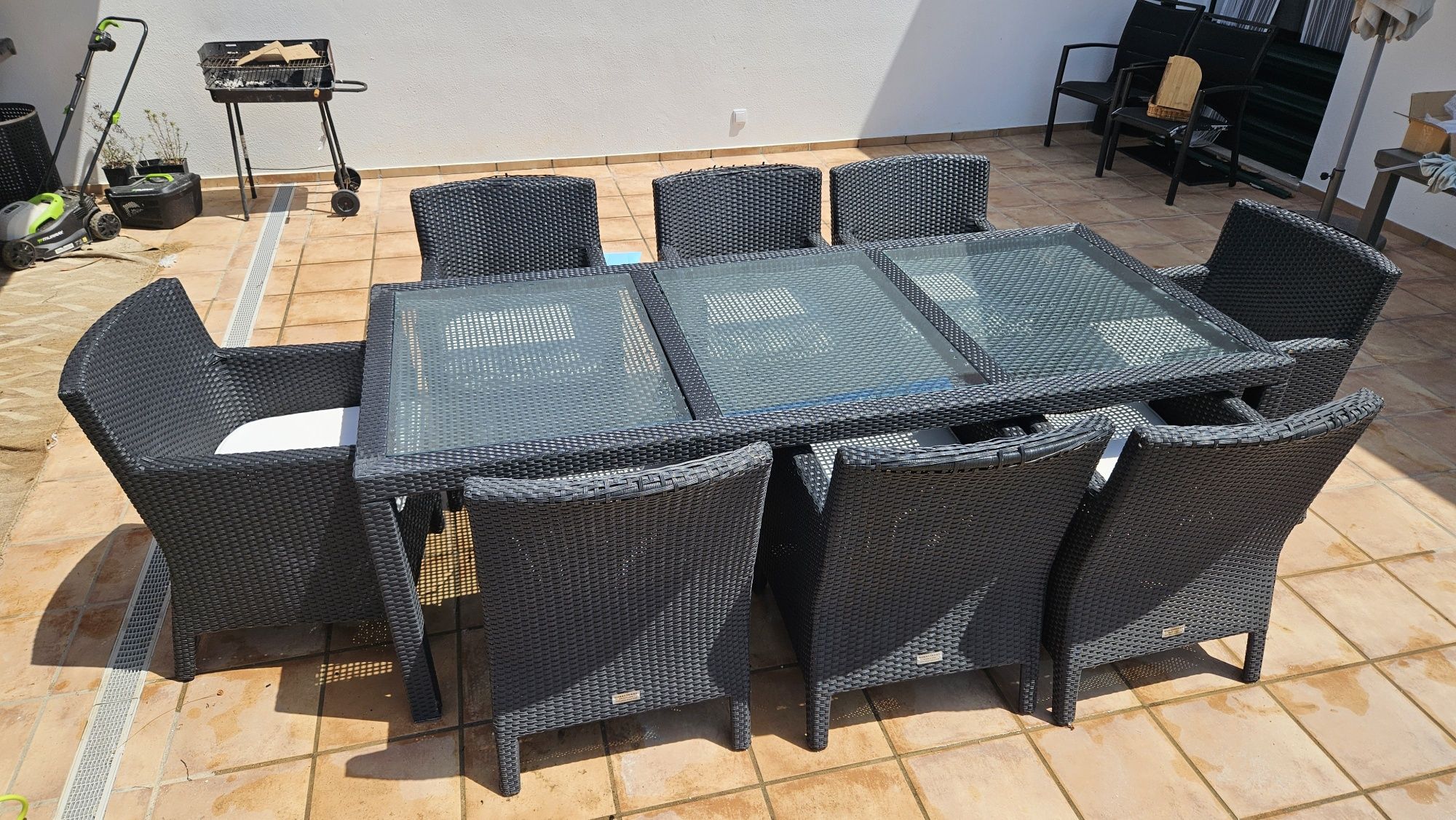 Conjunto de Jantar de Exterior 9 Peças (Mesa + Cadeiras, Indian Ocean)