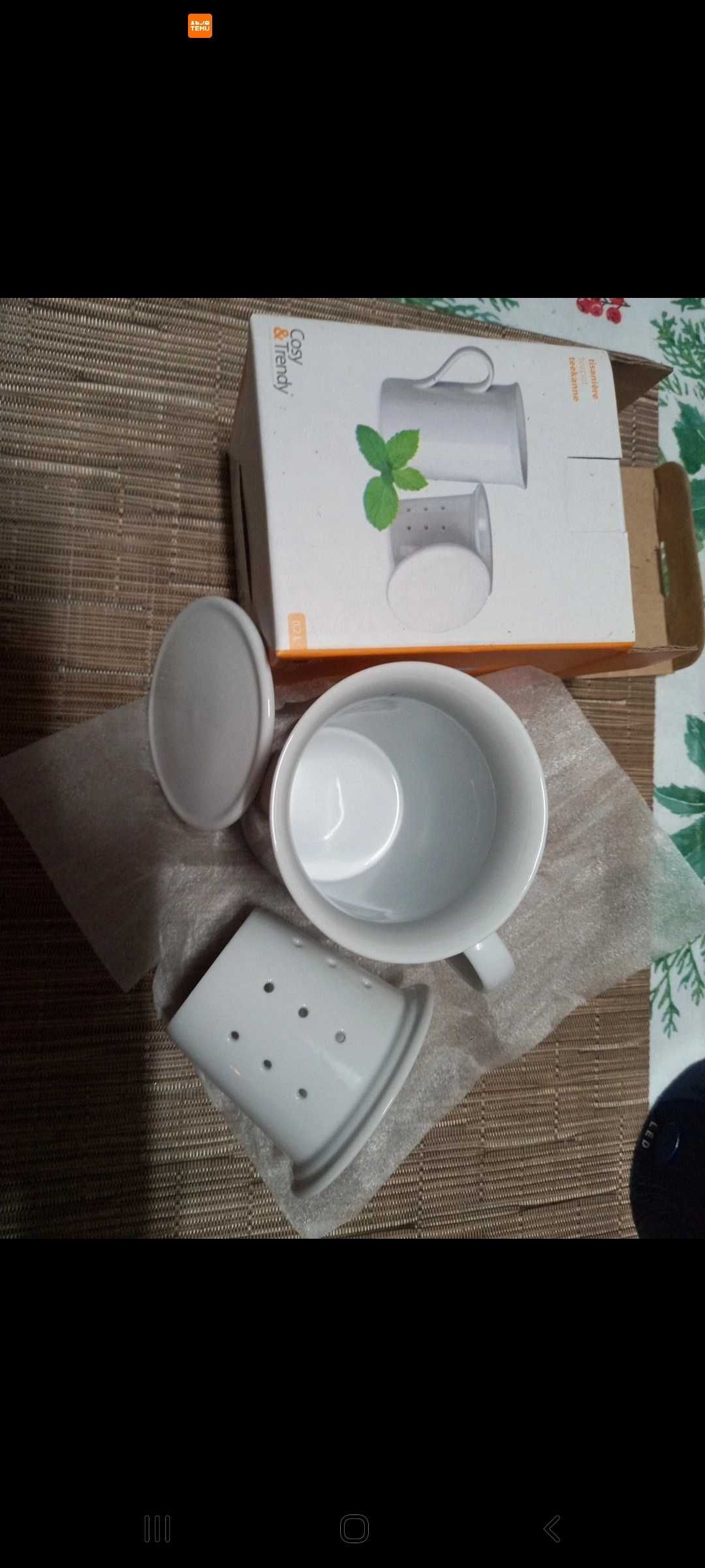 Caneca de chá, c. filtro e tampa, branca, em porcelana - Cosy & Trendy