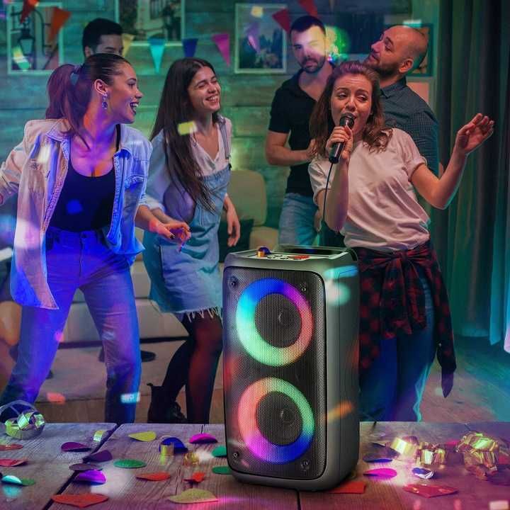 NOWY Głośnik Bluetooth Boombox Mobilny USB LED Bezprzewodowy Przenośny