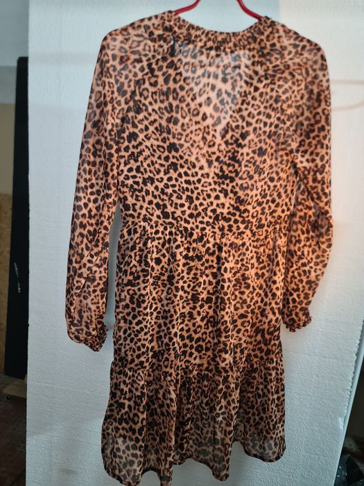 Vestido senhora leopardo com transparência STRADIVARIUS S