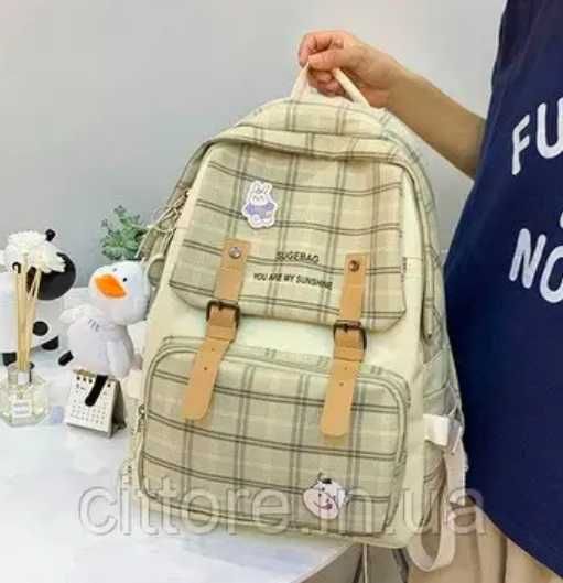 Материал нейлон - Бежевый цвет рюкзак портфель в школу комплект