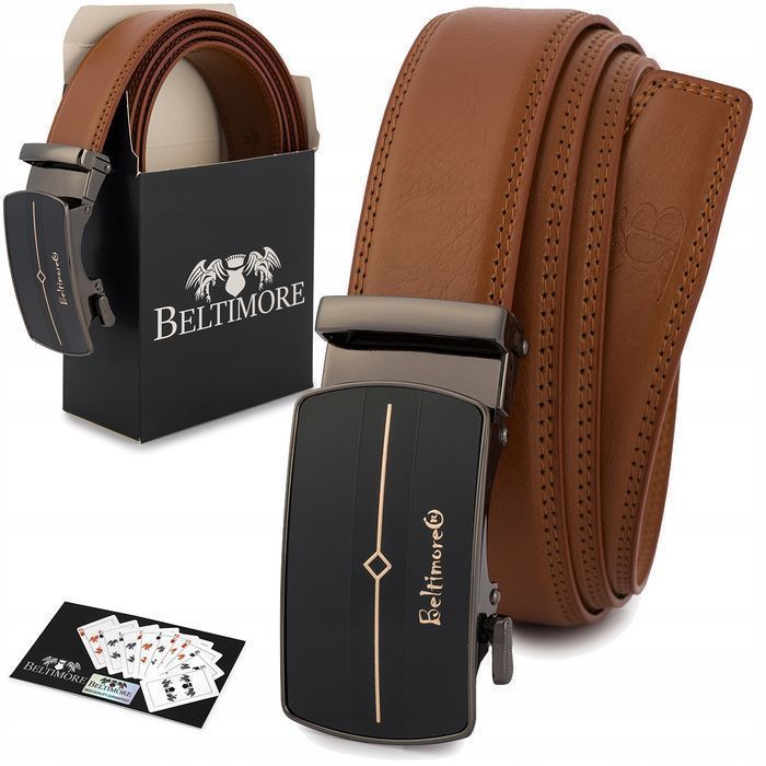 Pasek męski skórzany do spodni jeans casual automat gładka skóra 110