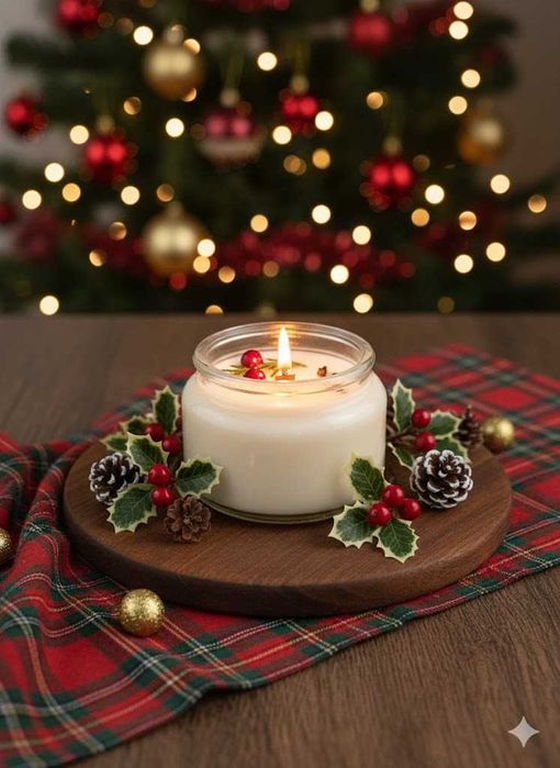 Świąteczne świece sojowe w szklanym słoiku 300g - Home Candles