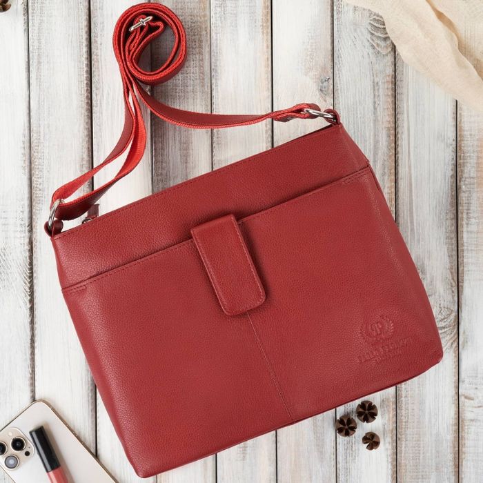 torebka damska listonoszka skórzana na ramię czerwona paolo peruzzi