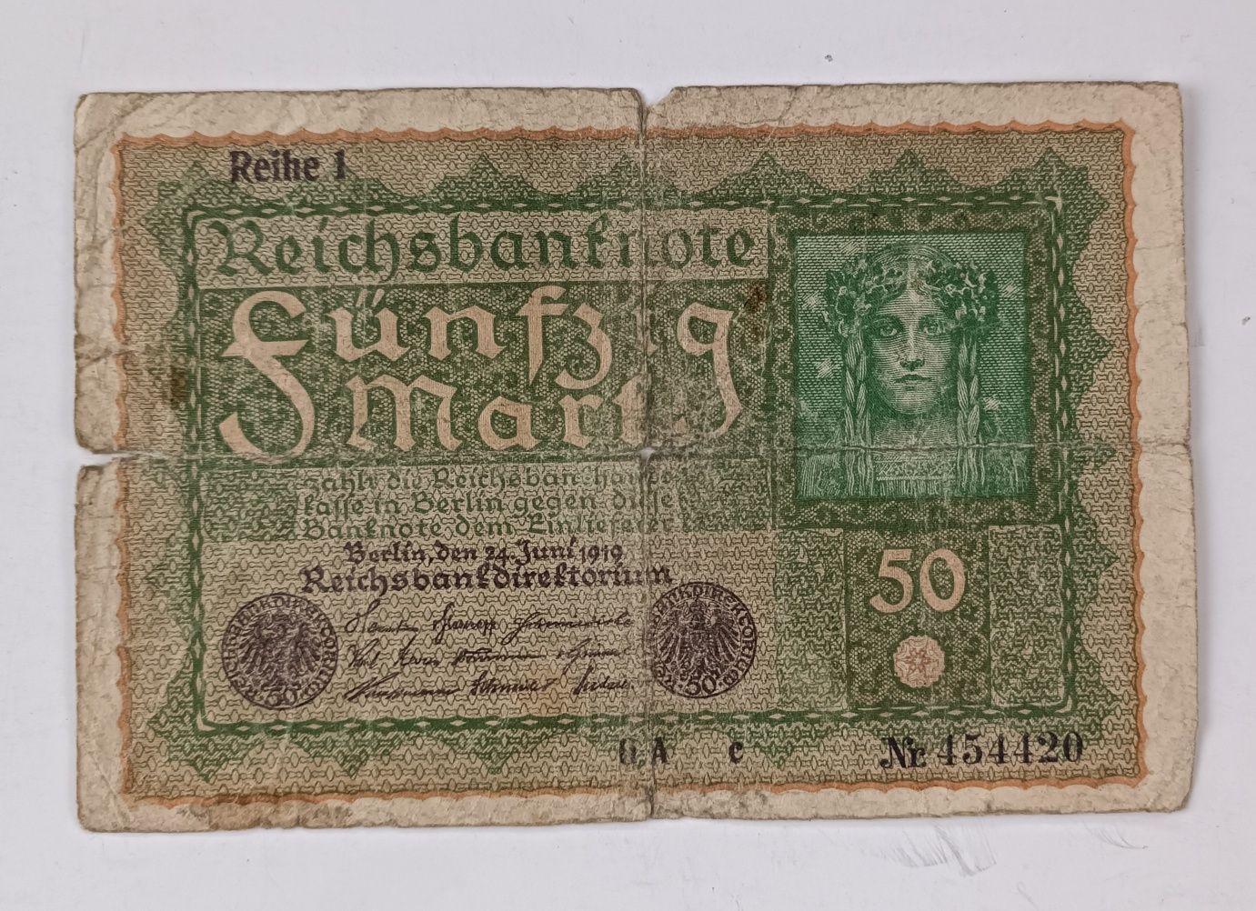Banknot 50 marek , 1919 , państwo Niemcy