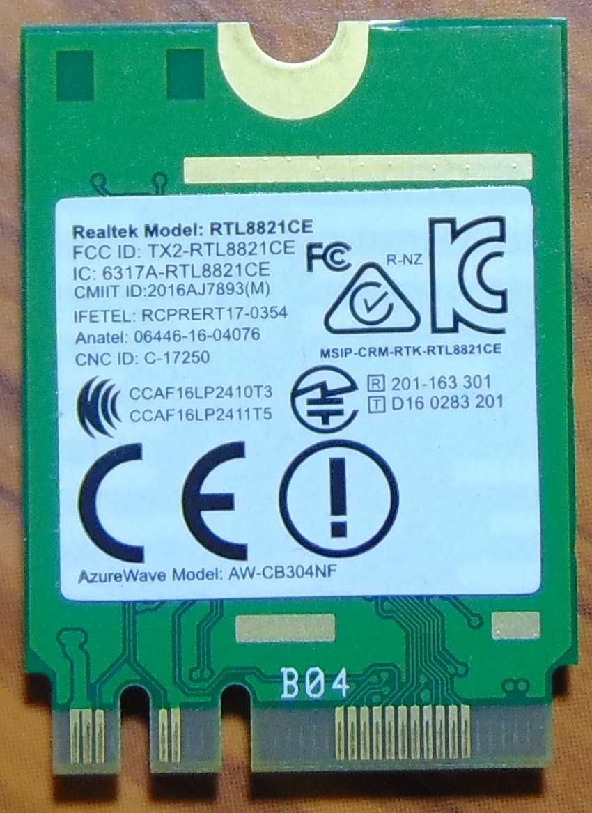 Wi-fi + Bluetooth модуль M.2 Realtek RTL8821CE 2,4 GHz/5GHz