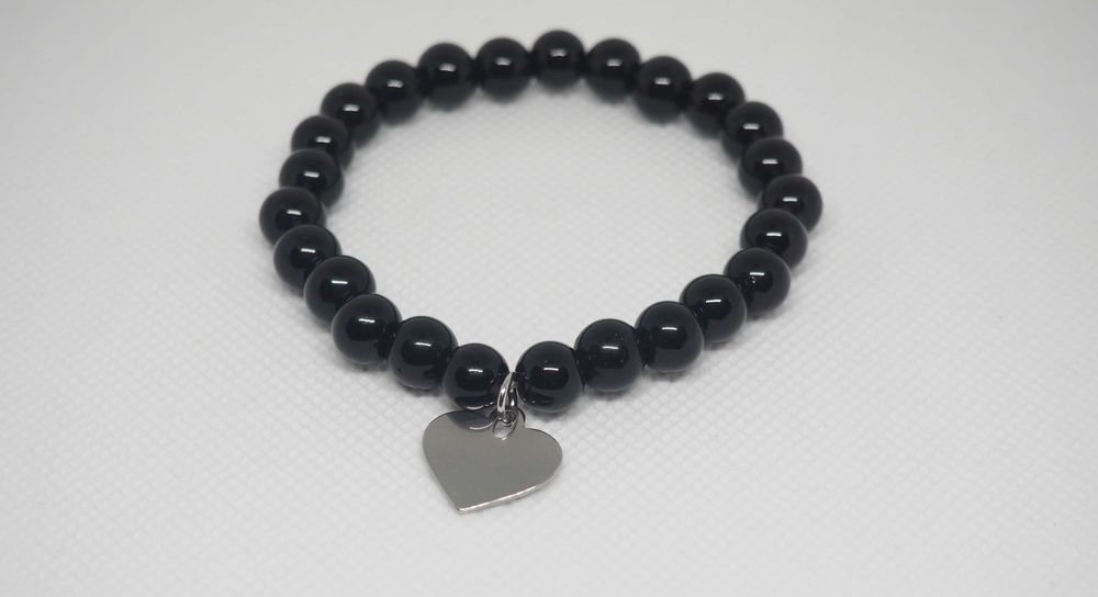 Ręcznie robiona bransoletka z kamieni - Obsydian