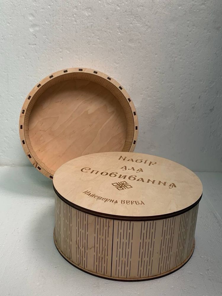 Кругла коробка, круглий бокс, хендмейд коробка, коробка з фанери
