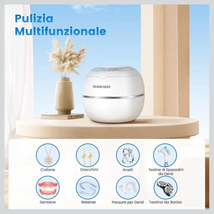SEANCHEER Ultradźwiękowa myjka 48000 Hz do biżuterii 24W