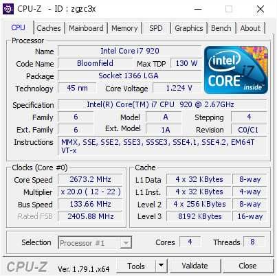 CPU Intel® Core i7-920 - 2,66 Ghz - LGA1366