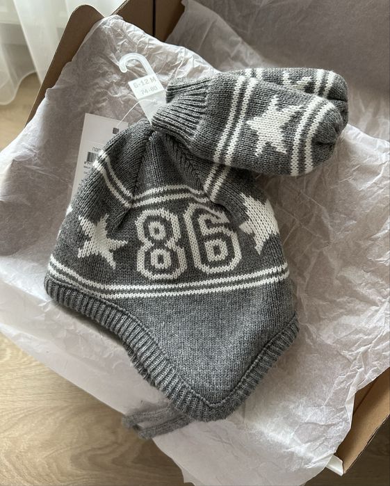 Нові дитячі теплі шапочки, рукавички 6-12м 46-49,50 см maximo, name it