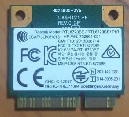 Wi-fi+BT модуль HalfSize Mini PCIe Realtek RTL8723BE