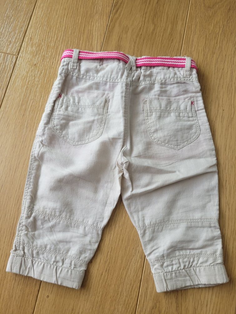 Lniane spodenki H&M Logg r. 104cm z paskiem stan BDB