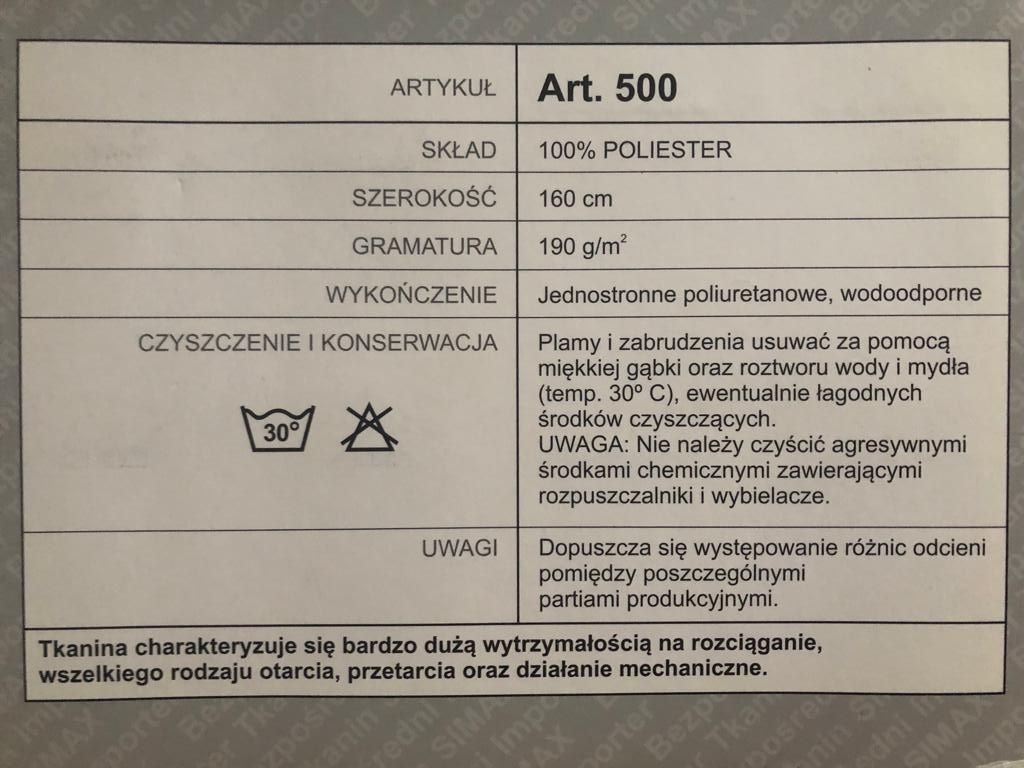 Tkanina poliestrowa 1m,Art 500