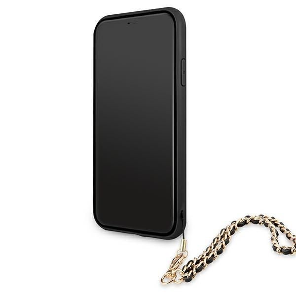 Etui Guess Saffiano Chain dla iPhone 11 / XR, Czarny z łańcuszkiem