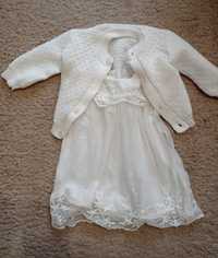 Biała sukienka i sweterek 68 chrzest