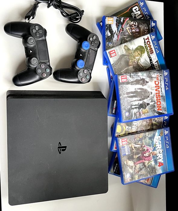 PlayStation 4 Slim + 2 pady + 10 gier – kompletny zestaw konsola ps4
