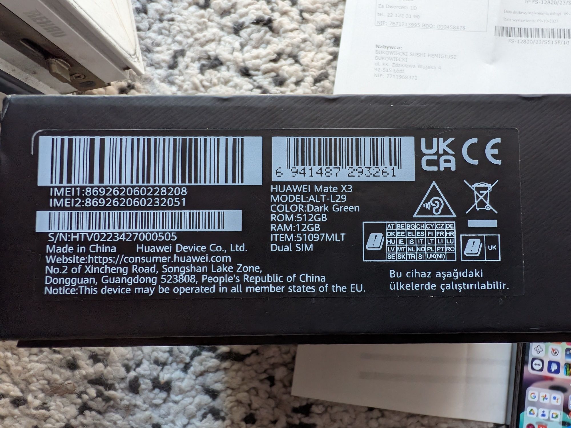 Huawei mate x3 używany na gwarancji