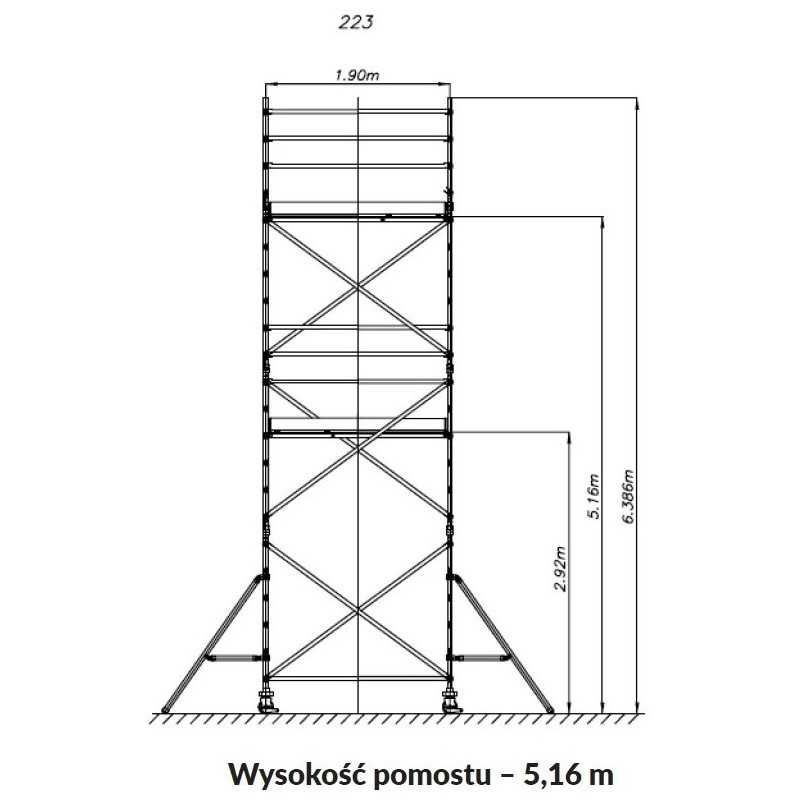 WYNAJEM Rusztowanie aluminiowe przejezdne DRABEX RA 600 7,16m zasięg