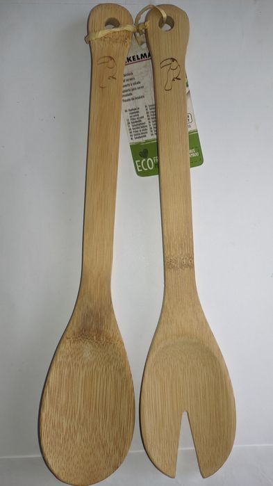 Sztućce do salatek 30cm 2 sztuki zestaw bambusowe łyżki feckelmann eko