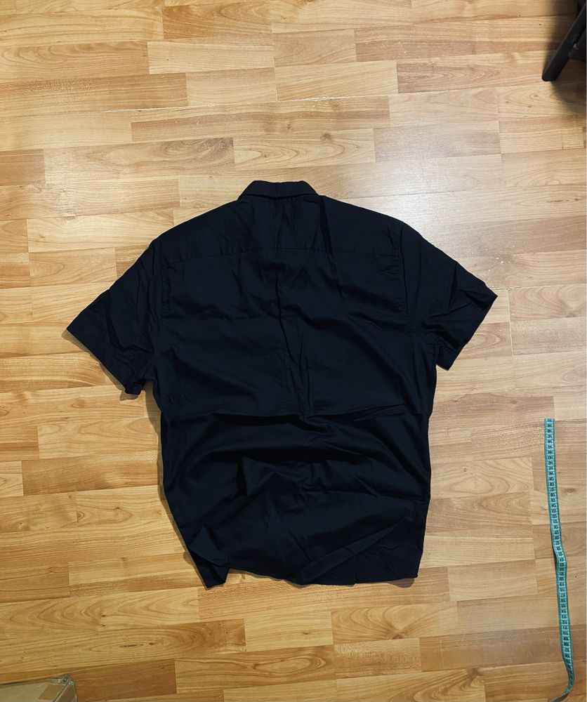 (L) Черная летняя рубашка с коротким рукавом zara гавайка
