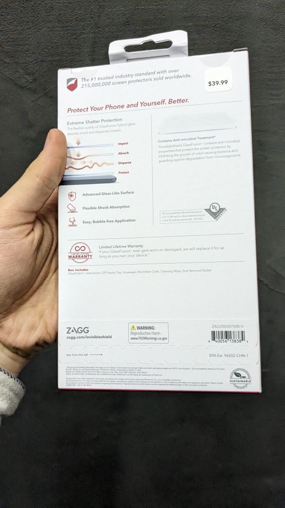 Скло ZAGG Samsung Galaxy S21 5G InvisibleShield GlassFusion+D3O Стекло