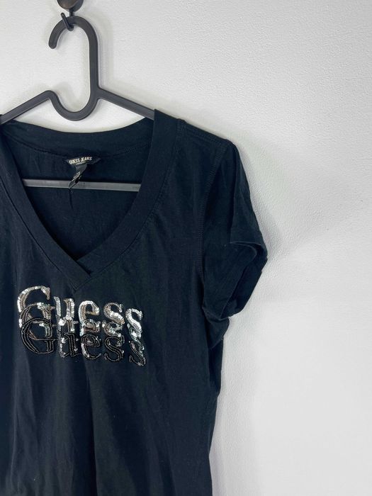 Czarna bluzka koszulka tshirt bawełniany Guess rozmiar L