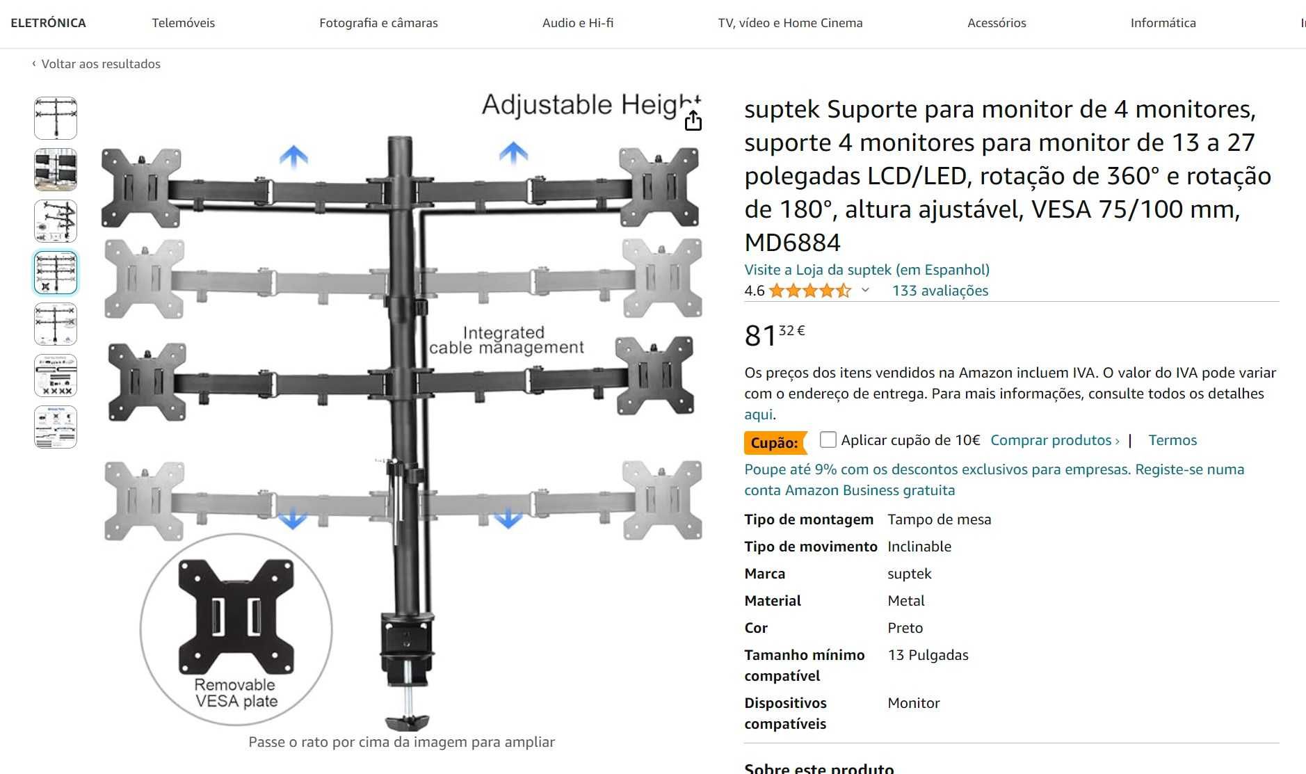 Suptek - Suporte para 4 monitores