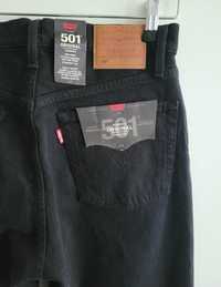 Levi's 501 spodnie jeansy 27 27x30 crop czarne levisy jeans basic S M
