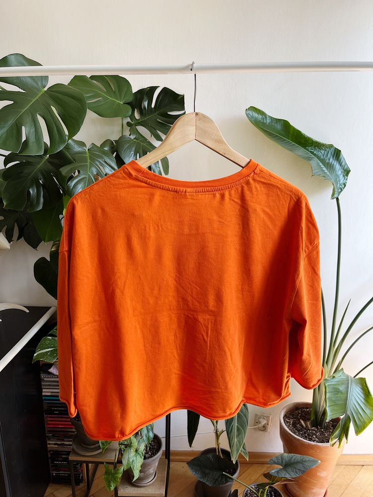 H&M pomarańczowa koszulka t-shirt crop top oversize