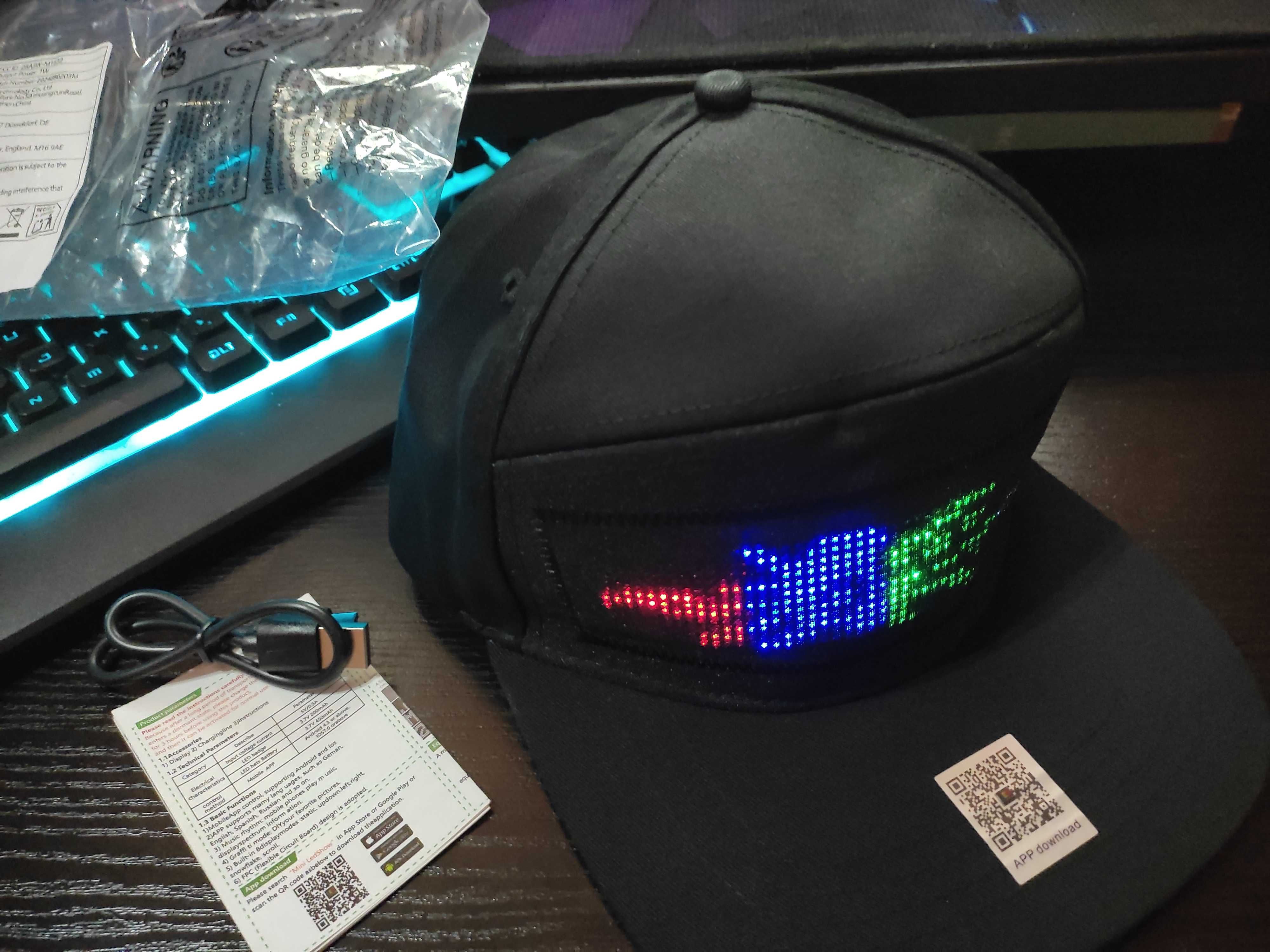 czapka Led z programowalnym wyświetlaczem