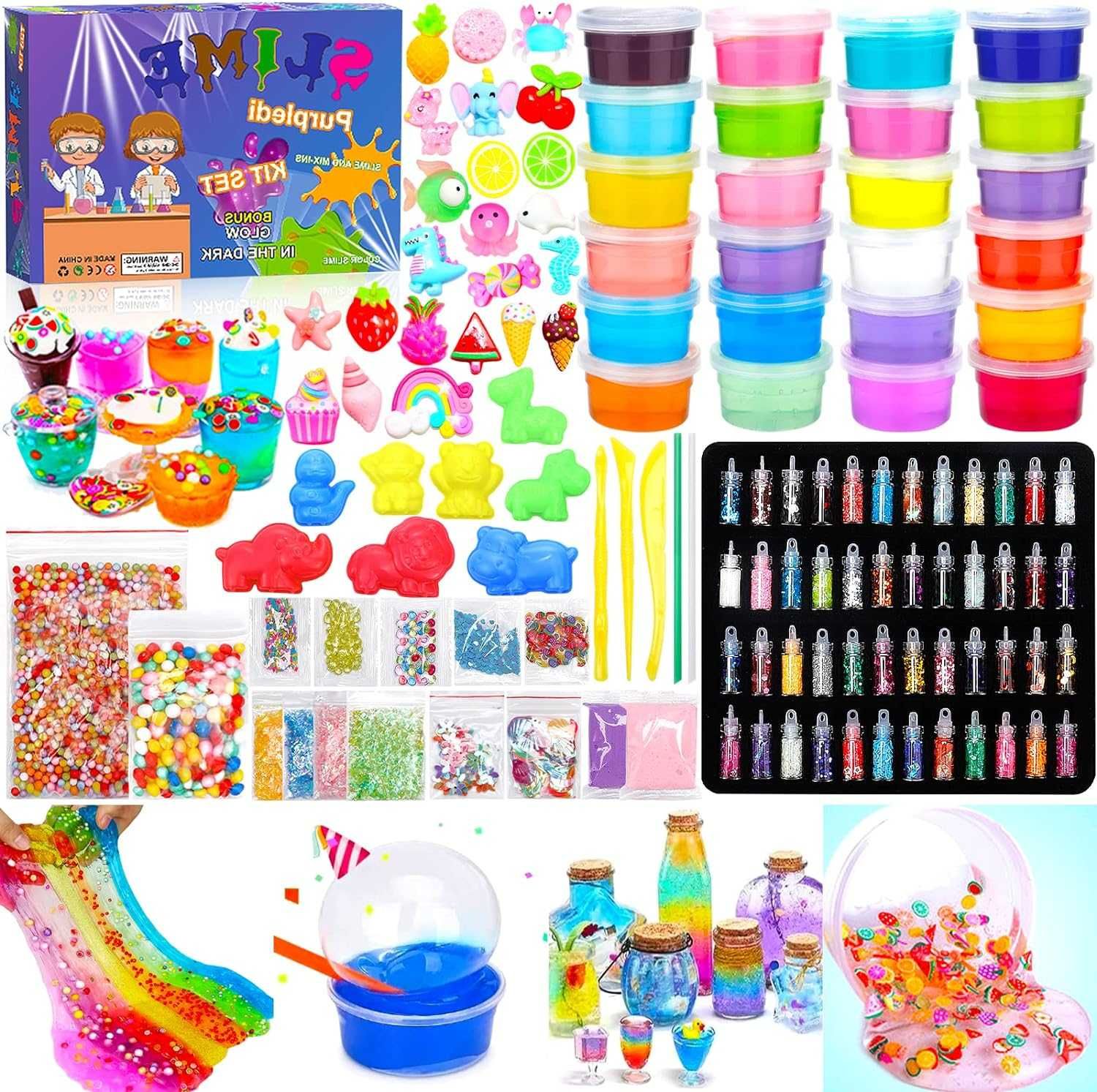 Super kit de slime lama de cristal com 24 cores + complementos - NOVO