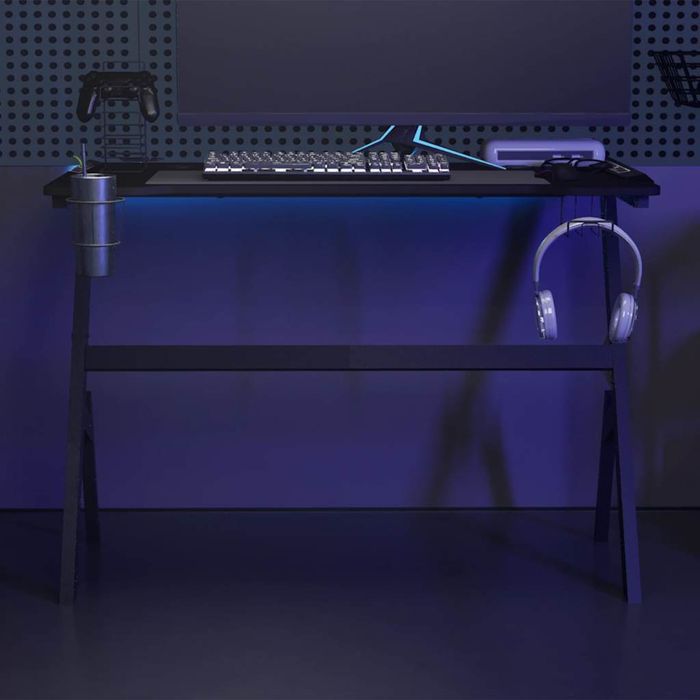 Vidaxl Biurko Z Led I Nogami W Kształcie Y, Czarne, 110X60X75 Cm