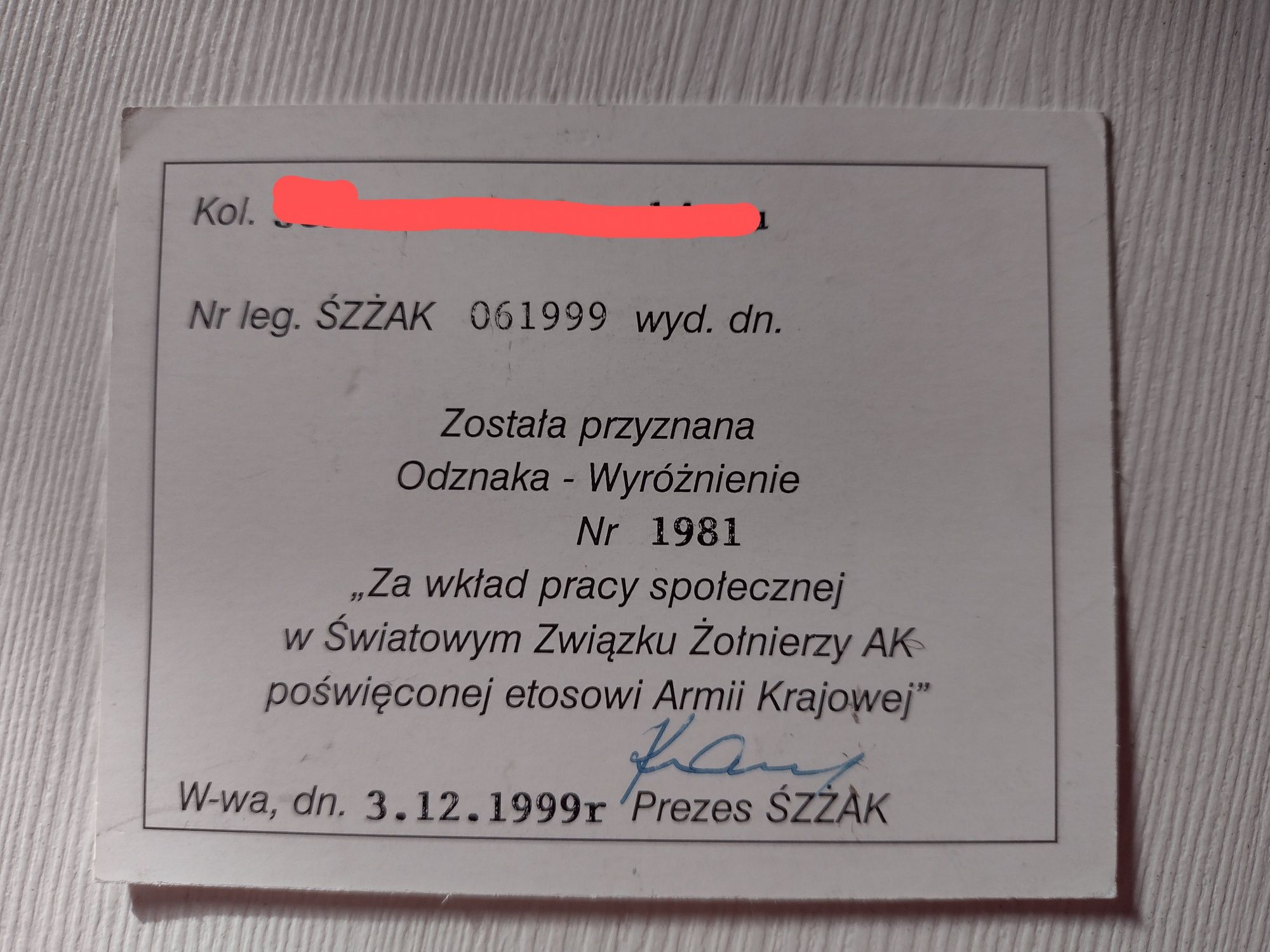 Legitymacja AK krzyż partyzancki