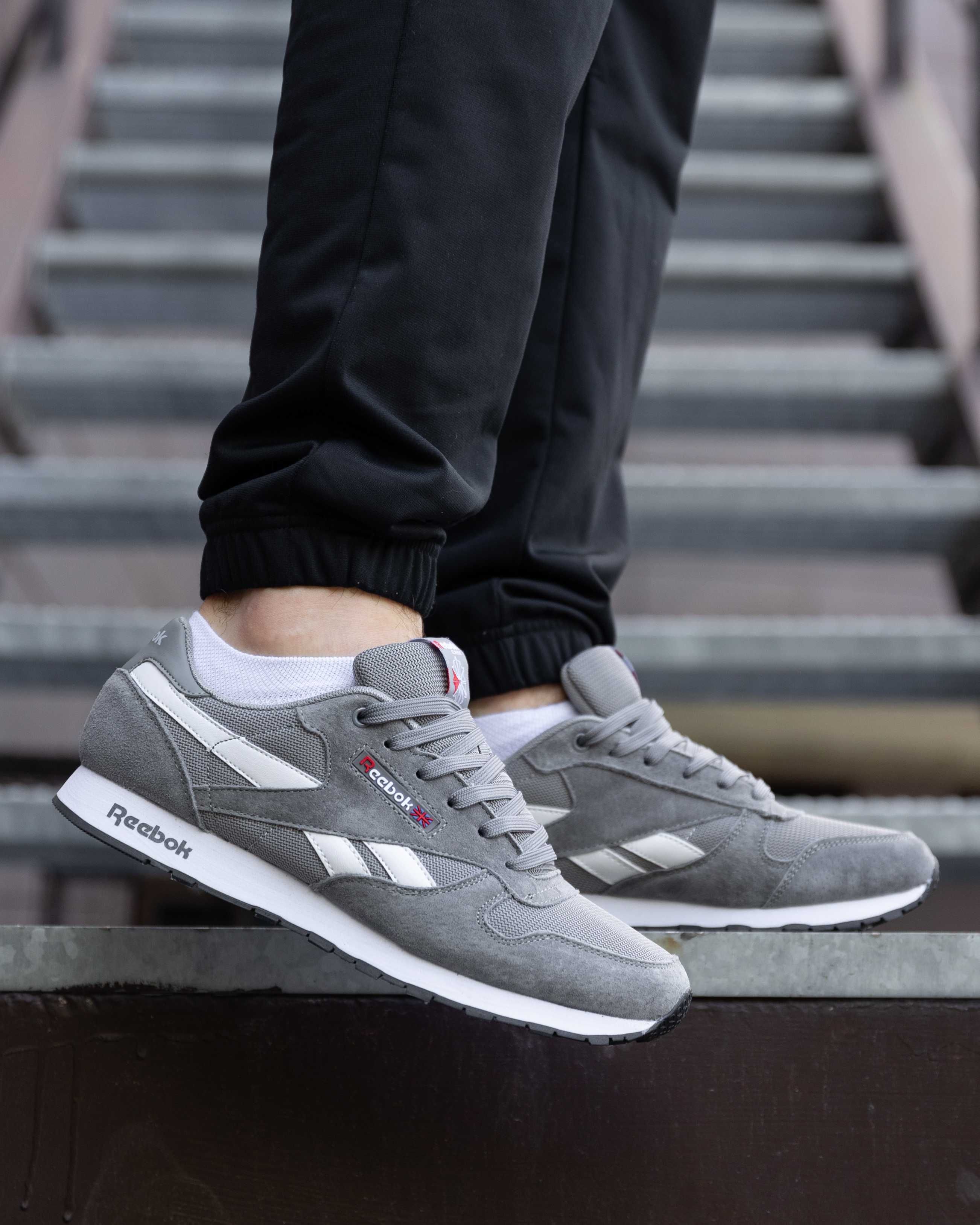 Кроссовки мужские Рибок Классик Reebok Classic Leather Grey White