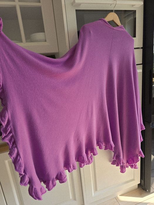 Narzutka wełniana kaszmir poncho kardigan merino plus size jesień