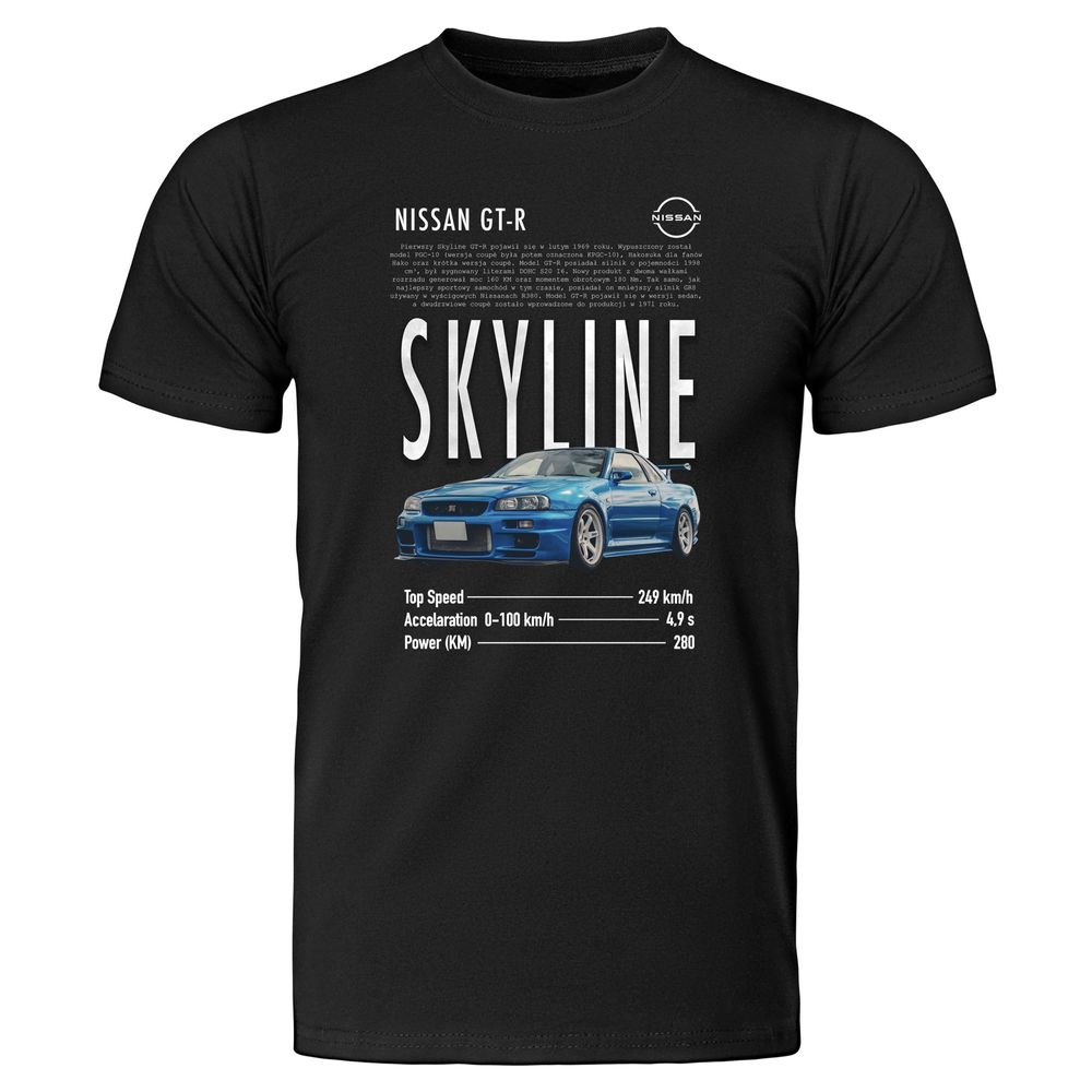 Koszulka nadruk nissan skyline czarna dowolny rozmiar prezent bawełna