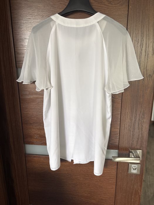 Dwie białe bluzki damskie  zestaw bluzka koszulowa r. 42 XL