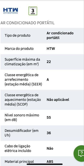Ar condiconado portatil htw novo