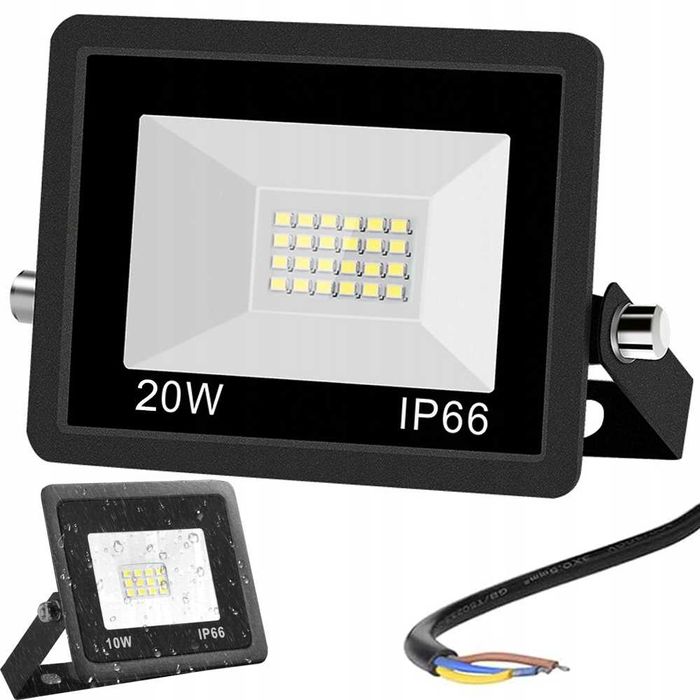 Naświetlacz halogen reflektor led 20w 6000k zewnętrzny wodoodporny