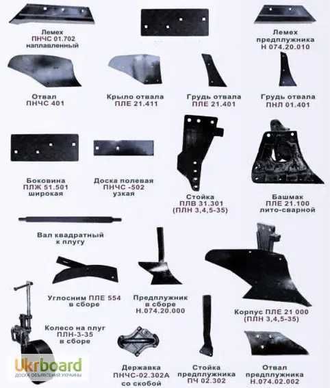Відвал-полиця,грудь,башмак,п.доска,стойка плуга,Бомет,ВелесАгро,ПЛН