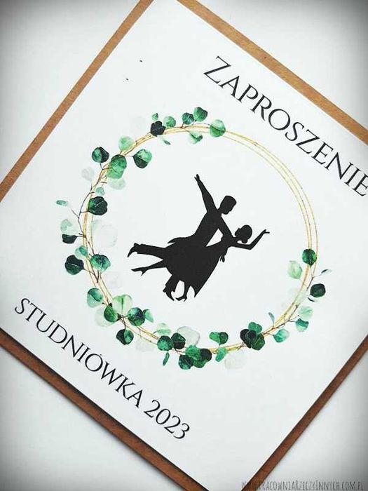 Zaproszenie na Studniówkę z kwiatami, wiankiem