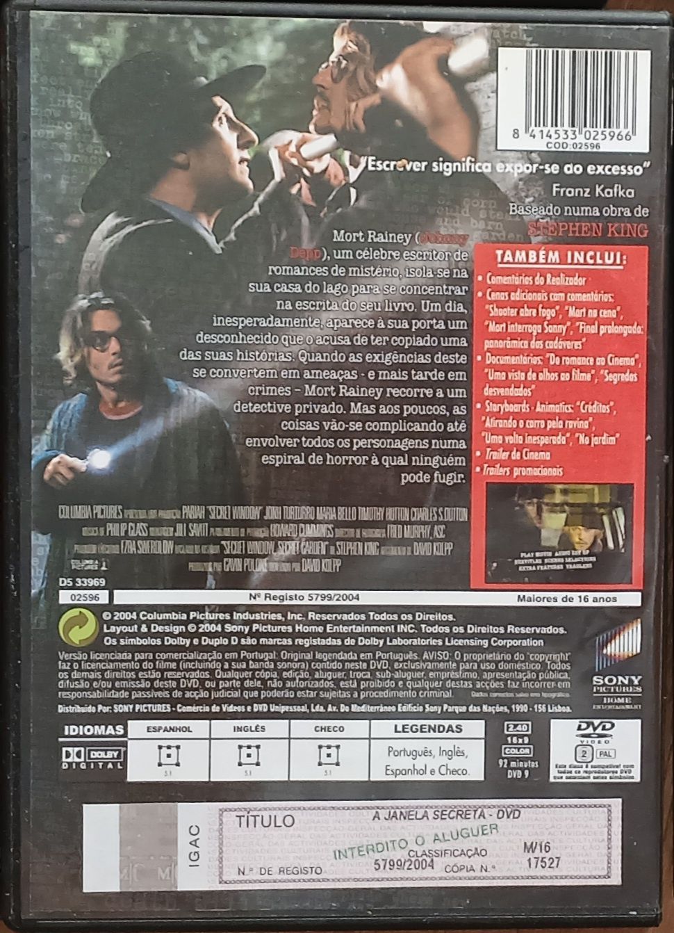 DVD A Janela Secreta [Johnny Depp]