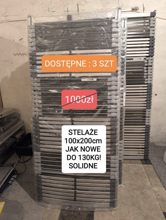 Stelaż Stelaże 100x200 jak NOWE listwy , regulacja twardości do 130KG